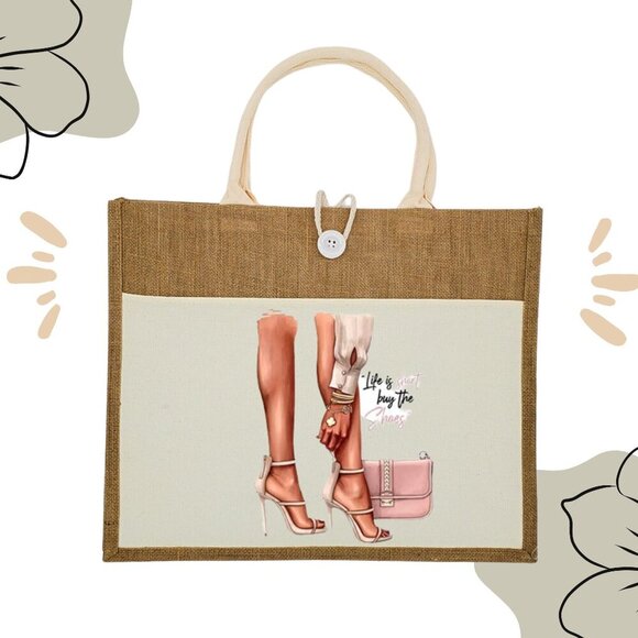 Custom Canvas Tote Bag, Large Size - Fashion Theme #12 - Cream Tote - Picture 1 of 15